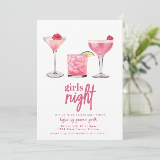 Meisje Nachtdiner Uitnodiging Sjabloon (Staand voorkant)