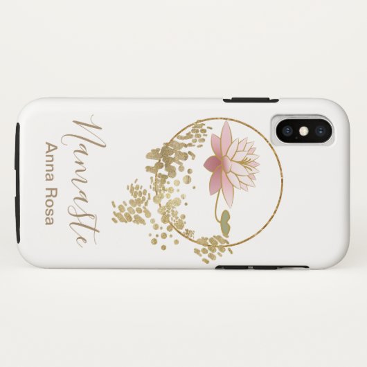 *~* Meisje Namaste Lotus Gold Glitter Zen White Case-Mate iPhone Case (Achterkant (horizontaal))
