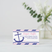 Meisje Nautisch Anker Baby shower Luier Raffle Informatiekaartje (Staand voorkant)