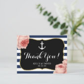 Meisje nautische anker  Bloemen Dank u Briefkaart (Staand voorkant)