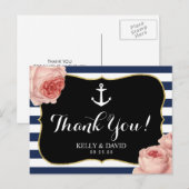 Meisje nautische anker  Bloemen Dank u Briefkaart (Voorkant / Achterkant)