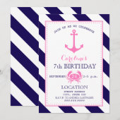 Meisje Nautische Verjaardagsfeest - Anker + Krab Kaart (Voorkant / Achterkant)