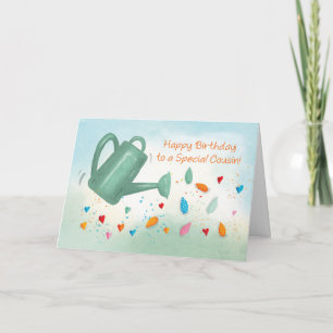 Meisje neef verjaardag gieren kan sprinkling hart kaart