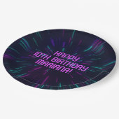 Meisje Neon Paarse Roze Glow Papieren Bordje (Gekanteld)