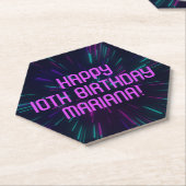 Meisje Neon Paarse Roze Glow Party Kartonnen Onderzetters (Schuin)