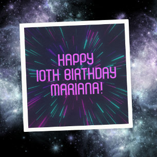 Meisje Neon Paarse Roze Glow Party Servet