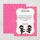 Meisje Ninja Dank Je Kaart - Kinderen Warrior Verj (Voorkant / Achterkant)