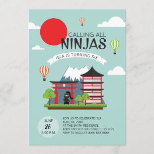 Meisje Ninja Verjaardag Uitnodiging - Japans