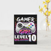 Meisje Niveau 10 Ontgrendeld Videospel Verjaardag Kaart (Gele Bloem)