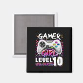 Meisje Niveau 10 Ontgrendeld Videospel Verjaardag  Magneet (Voorkant / Achterkant)