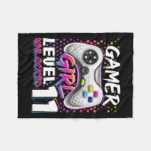 Meisje Niveau 11 Ontgrendeld Videospel 11e Verjaar Fleece Deken (Voorkant (Horizontaal))