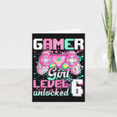 Meisje Niveau 6 Ontgrendeld Videospel 6e Verjaarda Kaart (Voorkant)