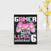 Meisje Niveau 6 Ontgrendeld Videospel 6e Verjaarda Kaart (Gele Bloem)