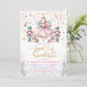 Meisje Notenkraker Verjaardag Land of Sweets Party Kaart (Staand voorkant)