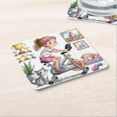 Meisje Oefening Onderzetter Set (Schuin)