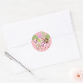 Meisje Oerwoud Safari Baby shower Ronde Sticker (Envelop)