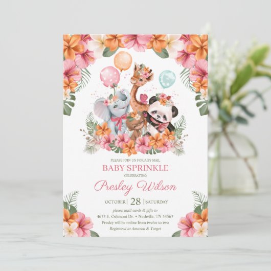 Meisje Oerwoud Safari Baby Sprinkle Kaart (Staand voorkant)