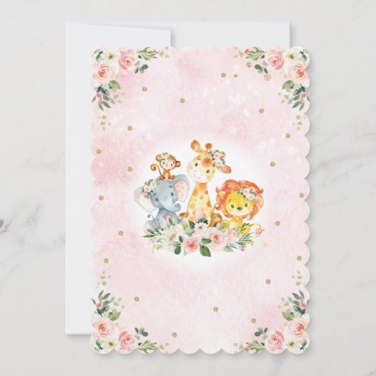 Meisje Oerwoud Safari Dieren Wild Een 1e Verjaarda Kaart (Achterkant)