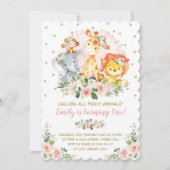 Meisje Oerwoud Safari Dieren Wild Een 1e Verjaarda Kaart (Voorkant)