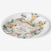 Meisje Oerwoud Safari Wilde Dieren Verjaardagsguns Papieren Bordje (Gekanteld)