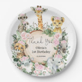 Meisje Oerwoud Safari Wilde Dieren Verjaardagsguns Papieren Bordje (Voorkant)