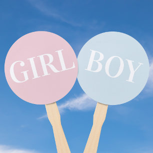 Meisje of Boy Hand Fans Baby shower Guessing Game Handwaaier