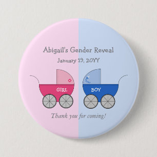 Meisje of jongen Baby Carriage Gender Reveal Showe Ronde Button 7,6 Cm