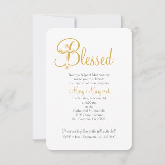 meisje of jongen DOOP of DOOP Gouden kruis Kaart (Voorkant)