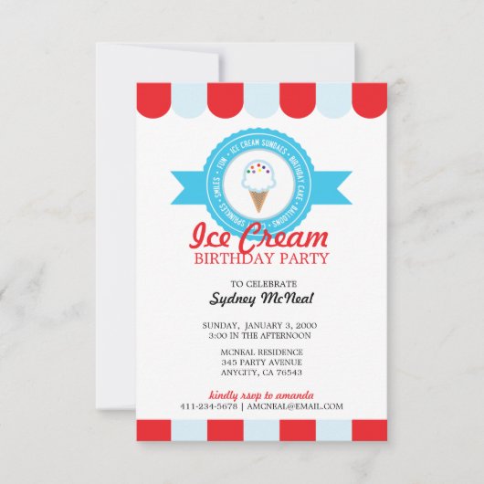 meisje of jongen ELKE LEEFTIJD ijsje VERJAARDAGSFE Kaart (Voorkant)