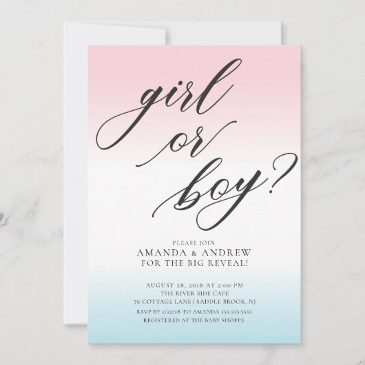 Meisje of jongen Geslacht onthullen Baby shower Ui Kaart (Voorkant)