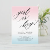 Meisje of jongen Geslacht onthullen Baby shower Ui Kaart (Staand voorkant)