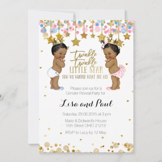 Meisje of jongen Geslacht Onthulling uitnodiging (Voorkant)