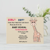 Meisje of Jongen Giraffe Baby Onthullen Feestuitno Kaart (Staand voorkant)