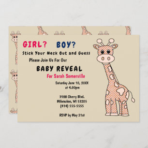 Meisje of Jongen Giraffe Baby Onthullen Feestuitno Kaart