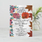 Meisje of Jongen Herfst Pompoen Gender Reveal Part Kaart (Staand voorkant)