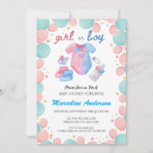 Meisje of jongen Mint en roze retro Geslacht onthu Kaart (Voorkant)