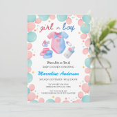 Meisje of jongen Mint en roze retro Geslacht onthu Kaart (Staand voorkant)