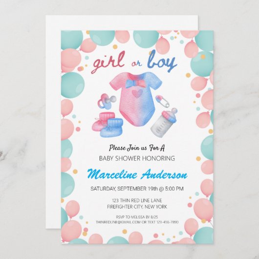 Meisje of jongen Mint en roze retro Geslacht onthu Kaart (Voorkant / Achterkant)