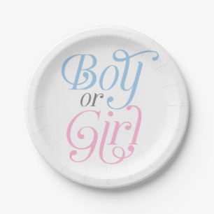 Meisje of jongen, Roze of Blauw, Genderfeest Papieren Bordje