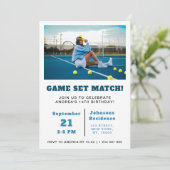 Meisje of Jongen Tennis Foto van Birthday Party Ki Kaart (Staand voorkant)