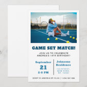 Meisje of Jongen Tennis Foto van Birthday Party Ki Kaart (Voorkant / Achterkant)