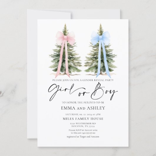 Meisje of Jongen Winter Geslacht Onthulling Uitnod Kaart (Voorkant)