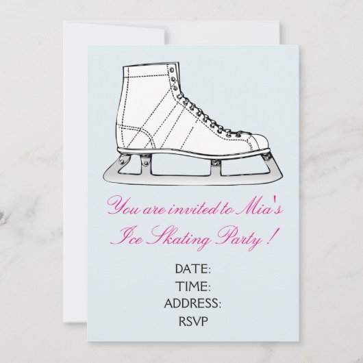 Meisje of tieners Ice Skating party Kaart (Voorkant)