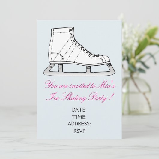 Meisje of tieners Ice Skating party Kaart (Staand voorkant)
