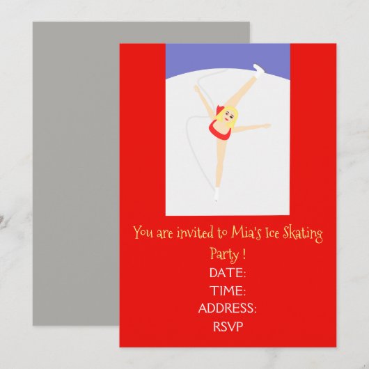 Meisje of tieners Ice Skating party Kaart (Voorkant / Achterkant)