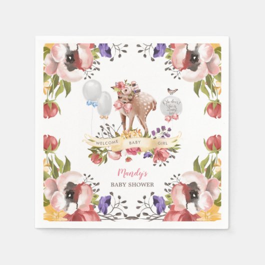 Meisje Oh Deer Baby shower Servet (Voorkant)