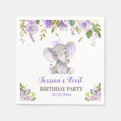 Meisje Olifant 1e 2e Verjaardagsfeestje Kleine Pin Servet (Voorkant)