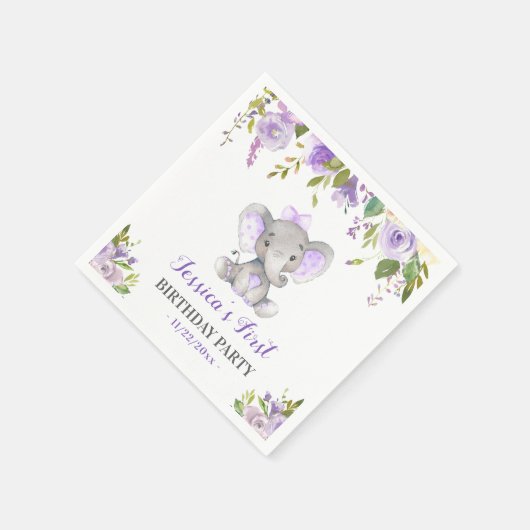 Meisje Olifant 1e 2e Verjaardagsfeestje Kleine Pin Servet (Hoek)