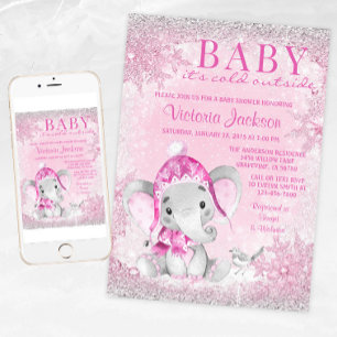 Meisje Olifant Baby het is Koud Buiten Baby Shower Kaart