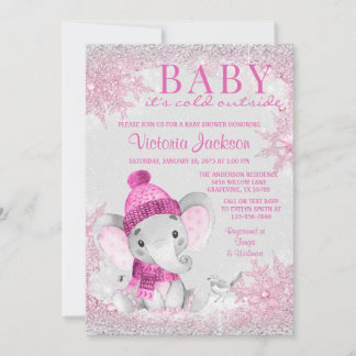 Meisje Olifant Baby het is koud buiten Baby Shower Kaart